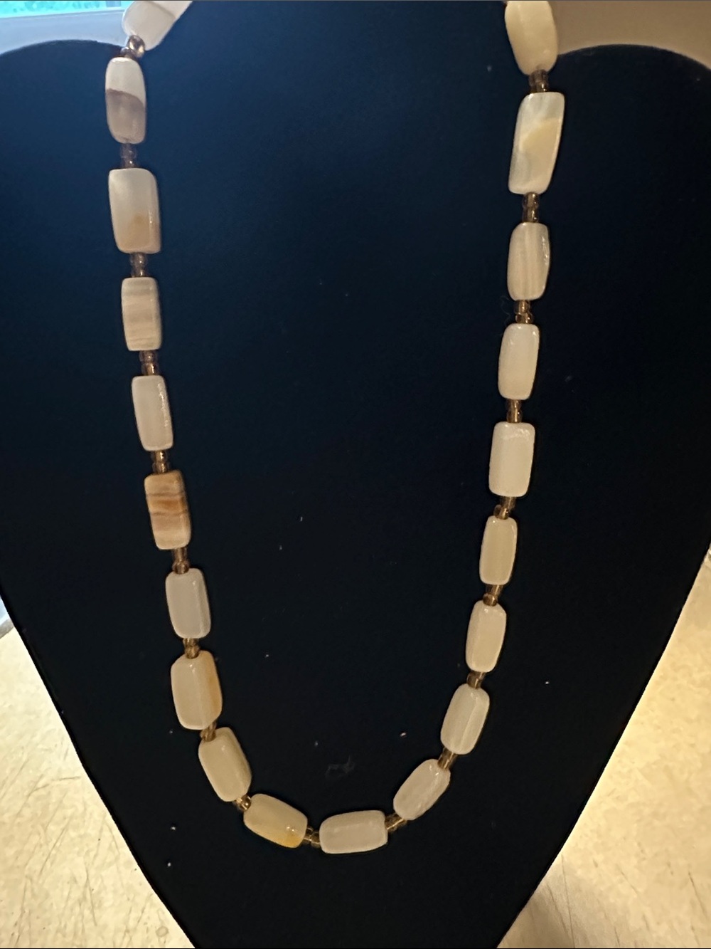 Cream Stone Beaded Necklace - Unbranded